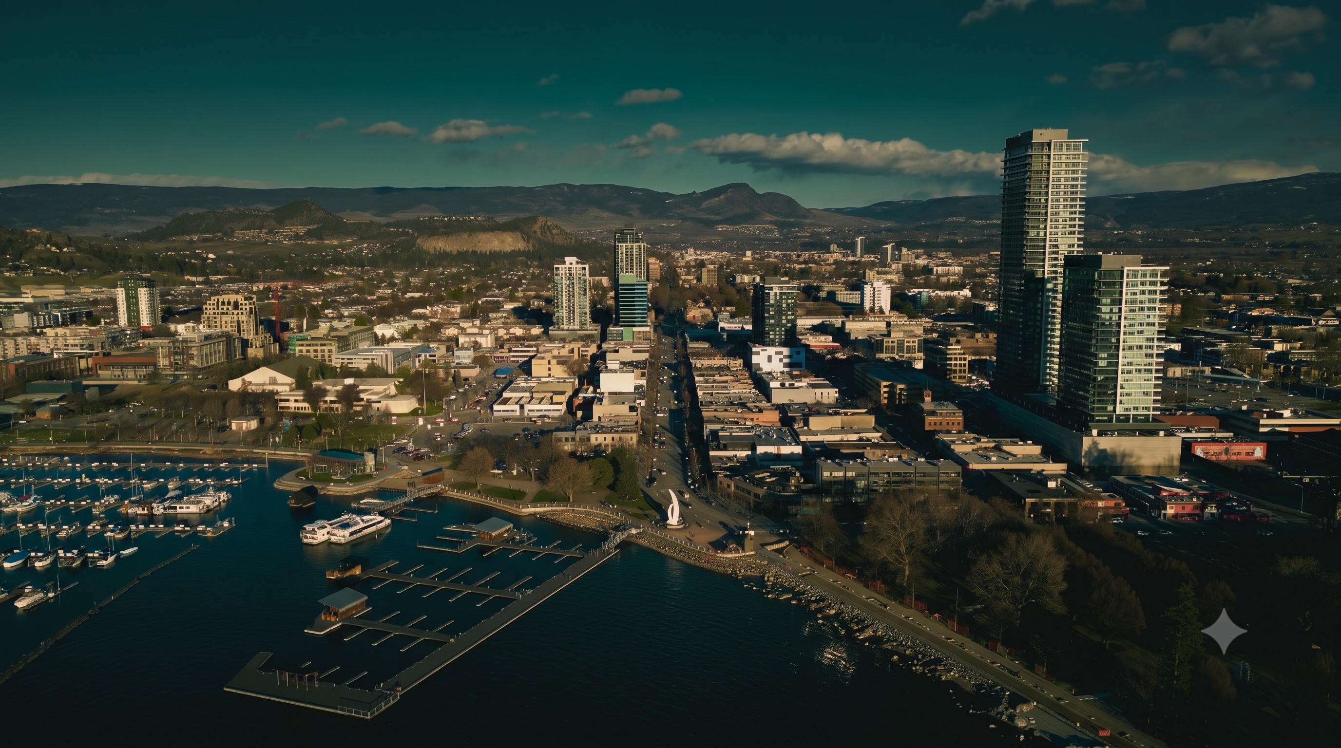 Aerial view of downtown Kelowna, home of the first Axion warehouse