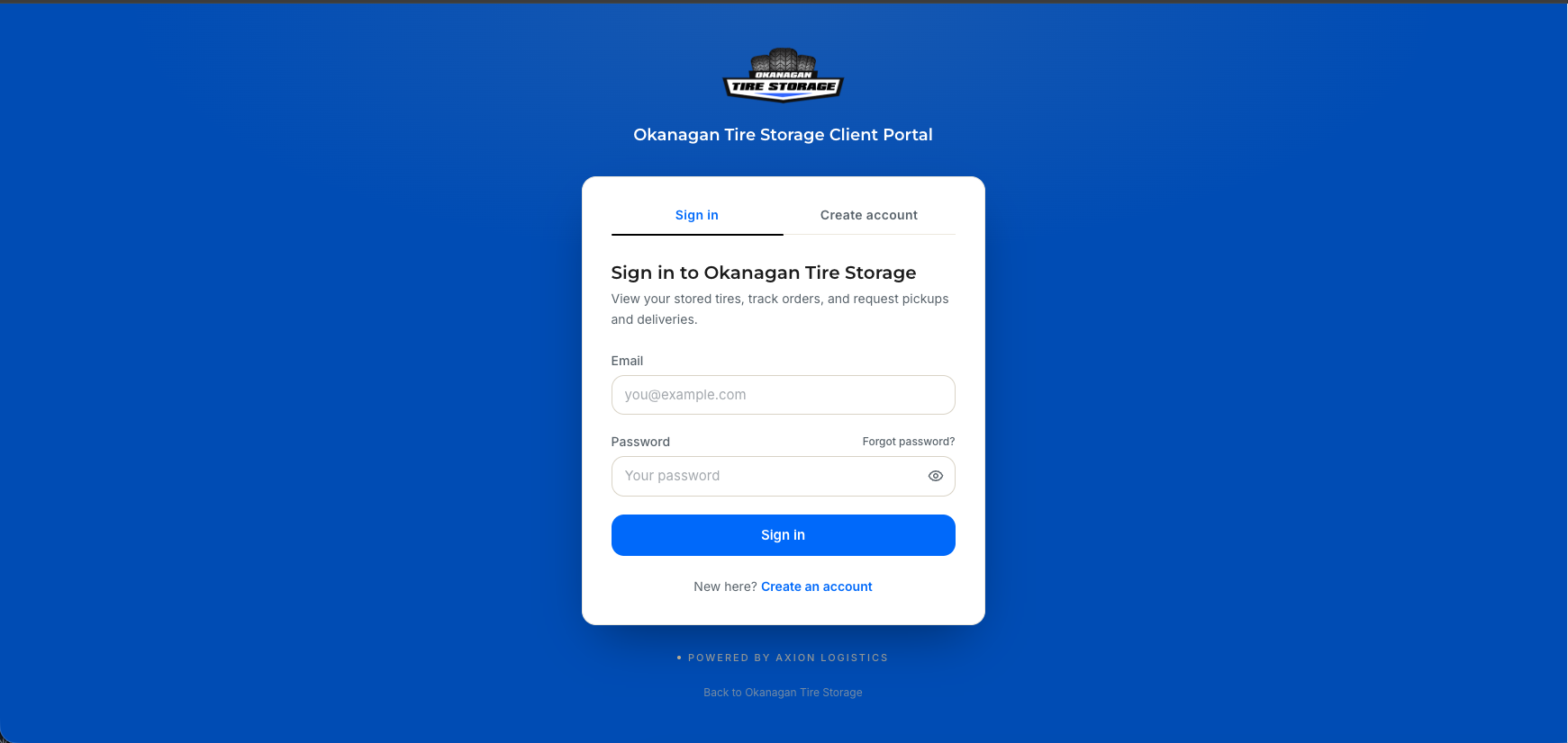 Axion dealer portal showing stored inventory and requests